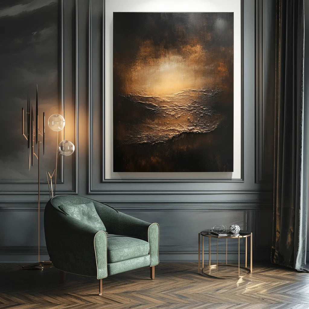Multicolor Ember Horizon-Modern Abstract Light And Shadow Texture Wall Art - Artwallpainting