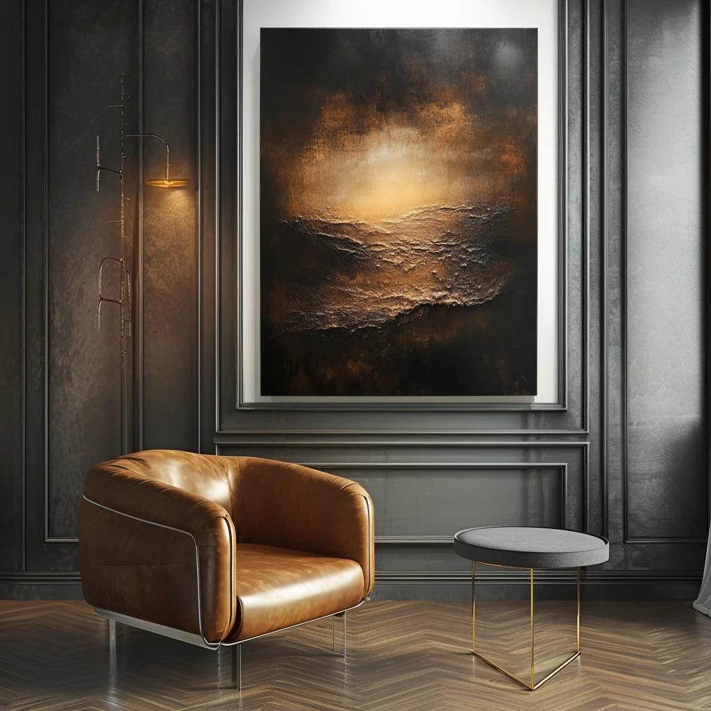 Multicolor Ember Horizon-Modern Abstract Light And Shadow Texture Wall Art - Artwallpainting