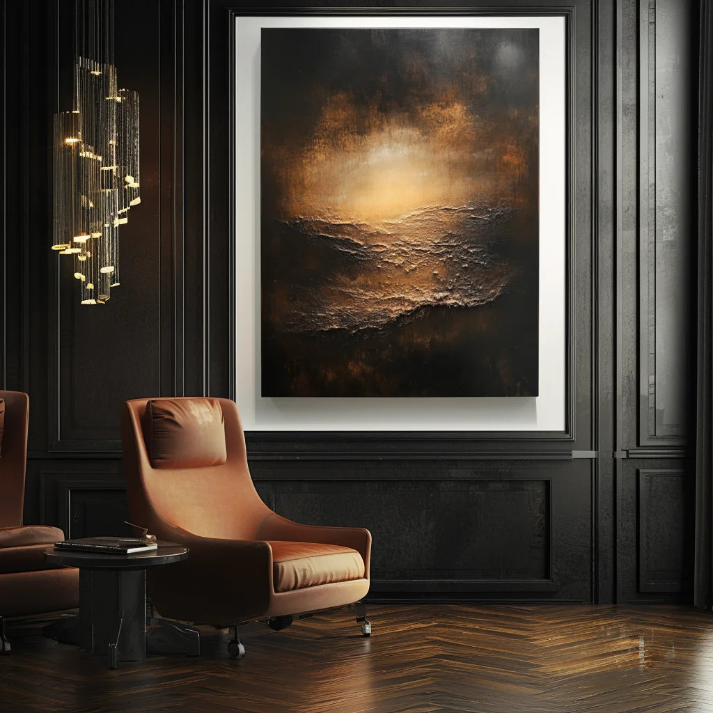 Multicolor Ember Horizon-Modern Abstract Light And Shadow Texture Wall Art - Artwallpainting