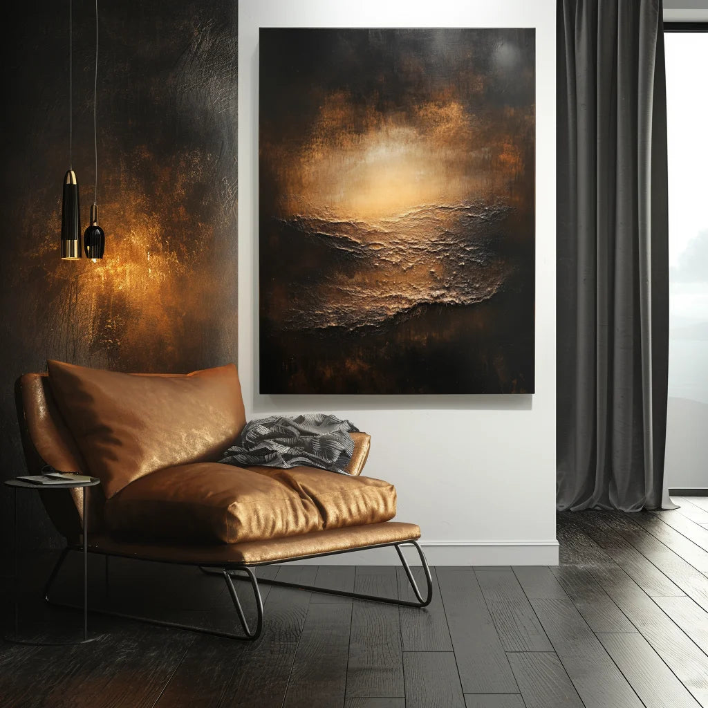 Multicolor Ember Horizon-Modern Abstract Light And Shadow Texture Wall Art - Artwallpainting