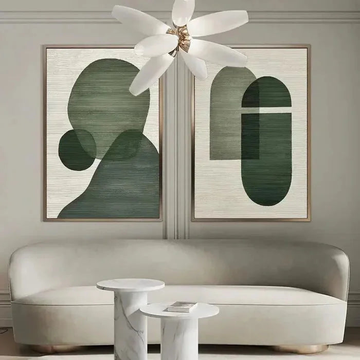Multicolor Emerald Abstract Duo Set Of 2 - Artwallpainting