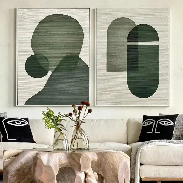 Multicolor Emerald Abstract Duo Set Of 2 - Artwallpainting