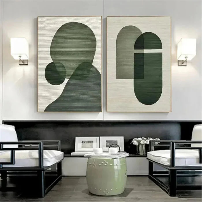Multicolor Emerald Abstract Duo Set Of 2 - Artwallpainting