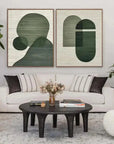 Multicolor Emerald Abstract Duo Set Of 2 - Artwallpainting