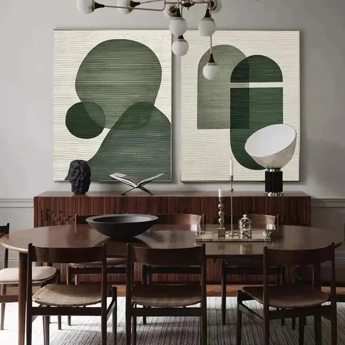 Multicolor Emerald Abstract Duo Set Of 2 - Artwallpainting