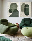 Multicolor Emerald Abstract Duo Set Of 2 - Artwallpainting