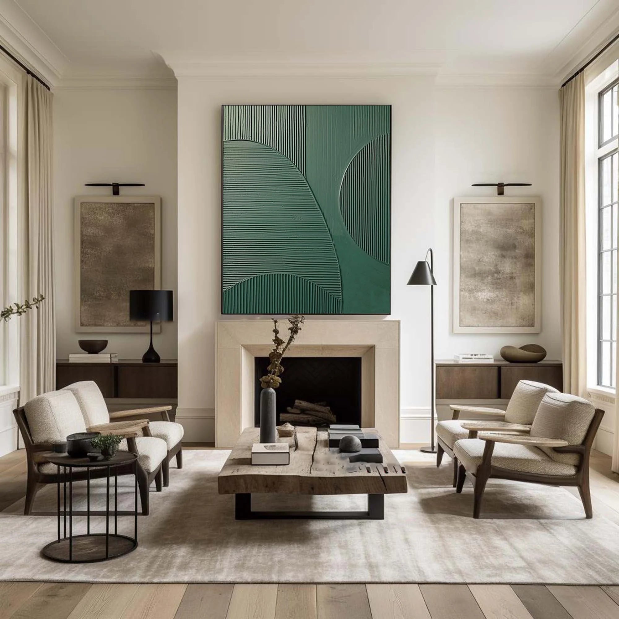 Multicolor Emerald Balance Textured Abstract Geometric Wall Art - Artwallpainting