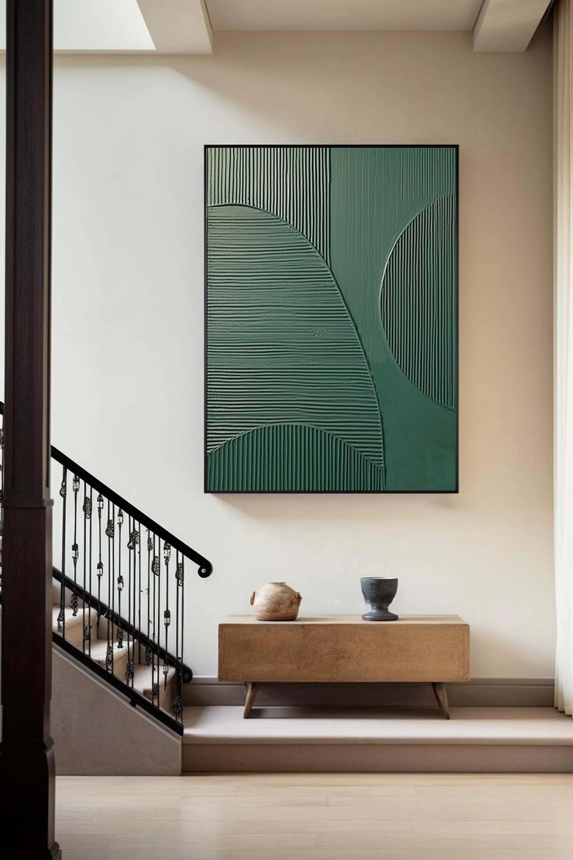 Multicolor Emerald Balance Textured Abstract Geometric Wall Art - Artwallpainting