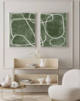 Multicolor Emerald Dual Canvas Art - Geometric Minimalist Lines Set Of 2 - Artwallpainting