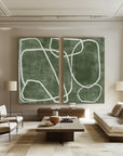 Multicolor Emerald Dual Canvas Art - Geometric Minimalist Lines Set Of 2 - Artwallpainting