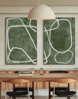 Multicolor Emerald Dual Canvas Art - Geometric Minimalist Lines Set Of 2 - Artwallpainting