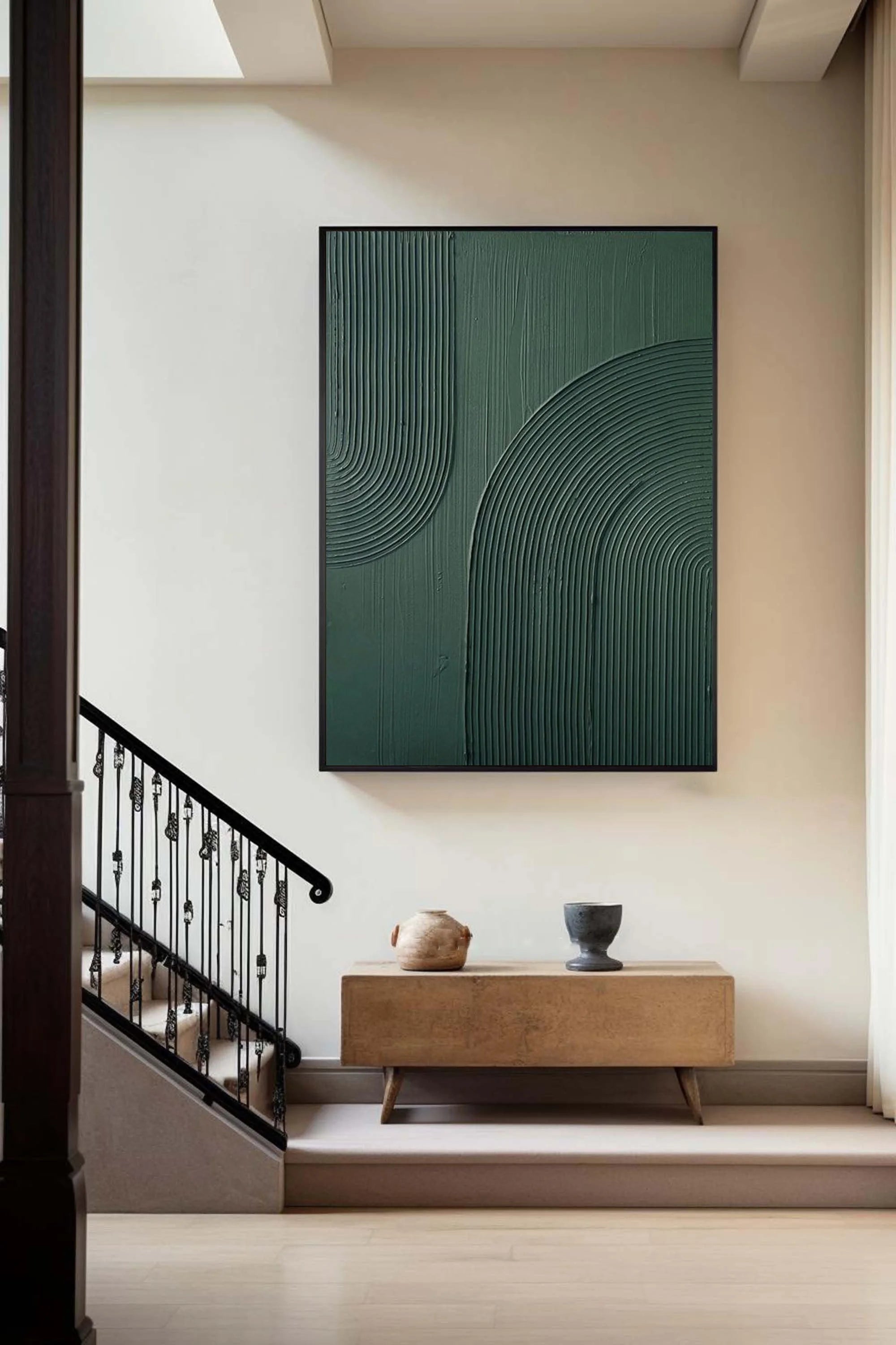 Multicolor Emerald Echoes Textured Abstract Canvas Art - Artwallpainting