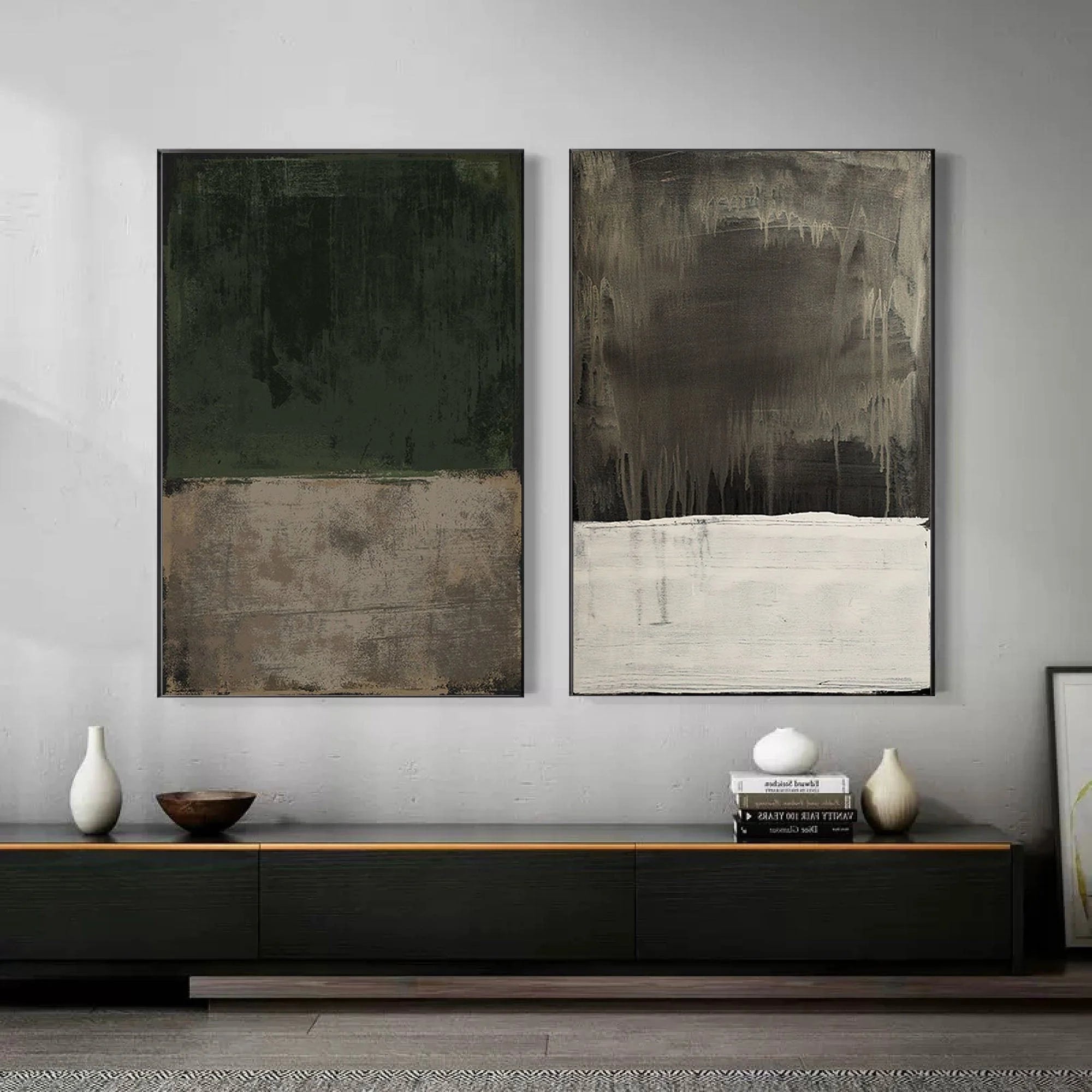 Multicolor Emerald Mist Dual Canvas Set Of 2 - Artwallpainting