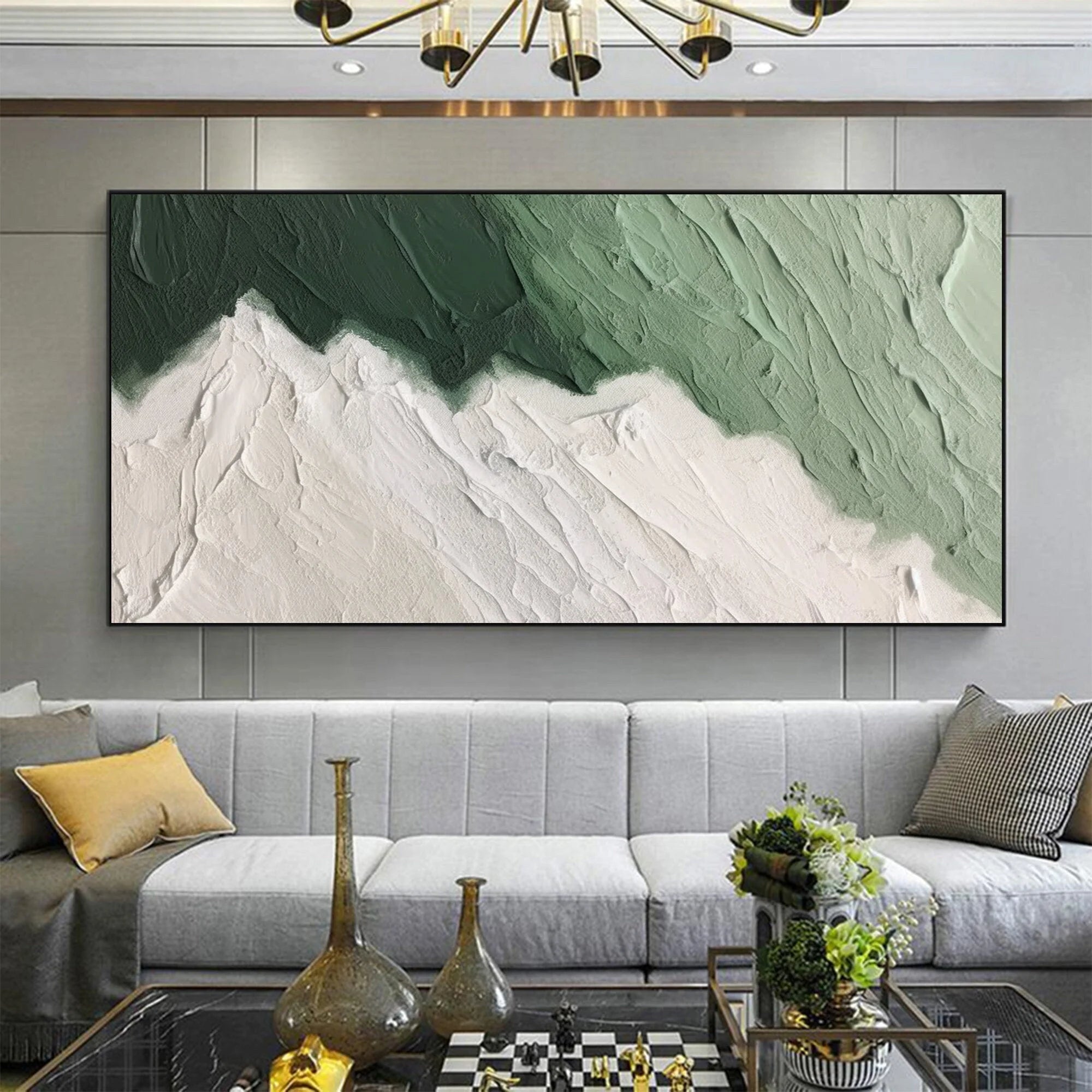 Multicolor Emerald Peaks - Abstract Textured Canvas Art - Artwallpainting