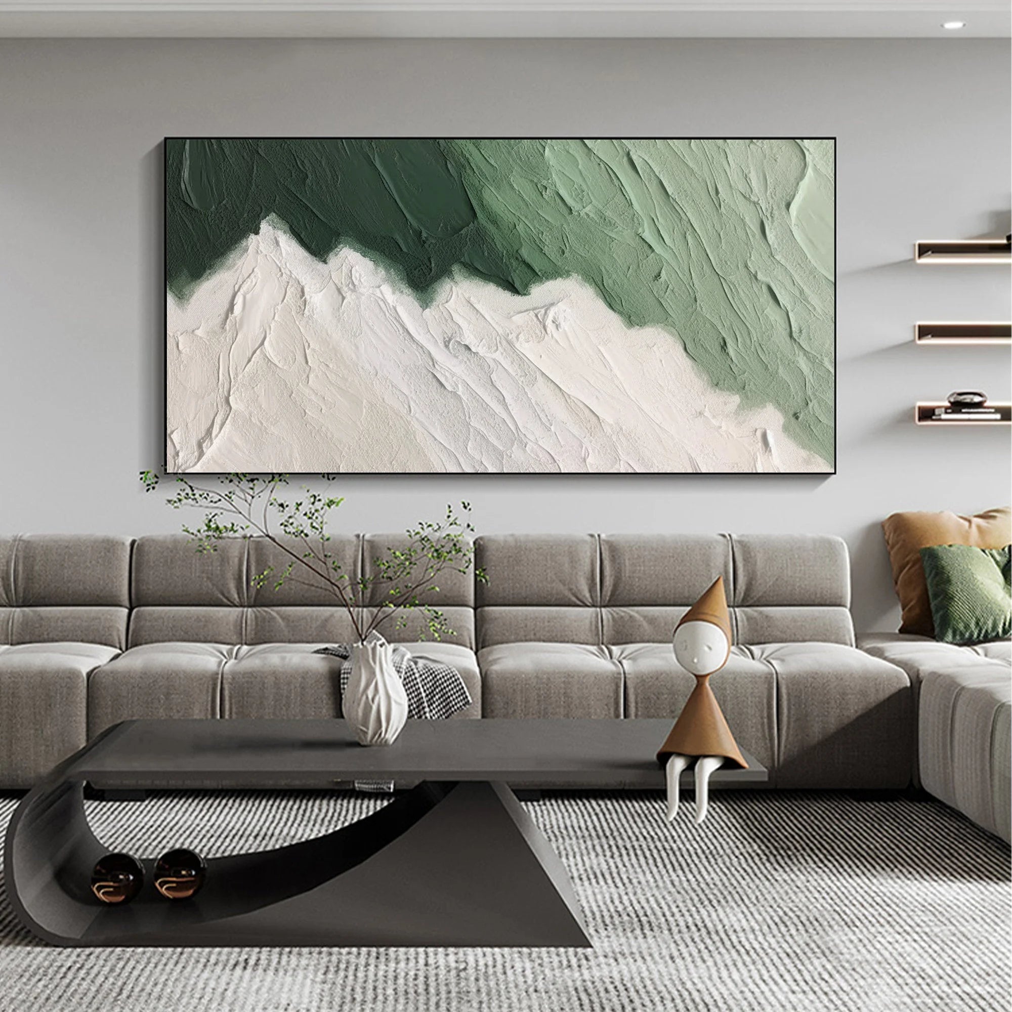 Multicolor Emerald Peaks - Abstract Textured Canvas Art - Artwallpainting