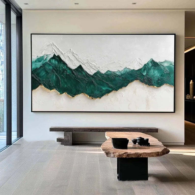 Multicolor Emerald Peaks Textured Art - Artwallpainting