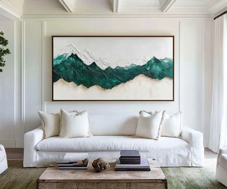 Multicolor Emerald Peaks Textured Art - Artwallpainting