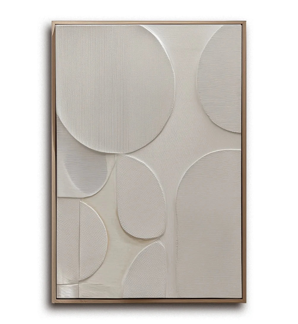 Multicolor Ethereal Balance-Modern Minimalist Light Beige Abstract Circular Block Wall Art - Artwallpainting