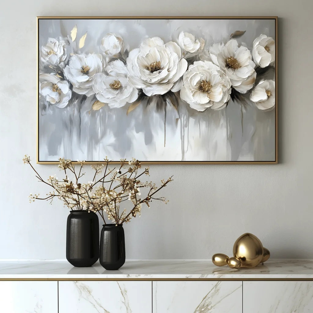 Multicolor Ethereal Blossoms-Modern Hand-Painted Rose Textured Wall Art - Artwallpainting