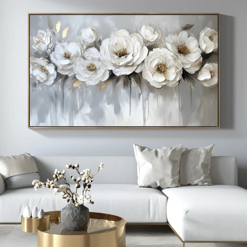 Multicolor Ethereal Blossoms-Modern Hand-Painted Rose Textured Wall Art - Artwallpainting
