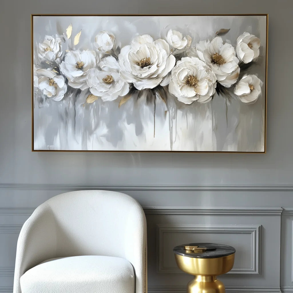 Multicolor Ethereal Blossoms-Modern Hand-Painted Rose Textured Wall Art - Artwallpainting