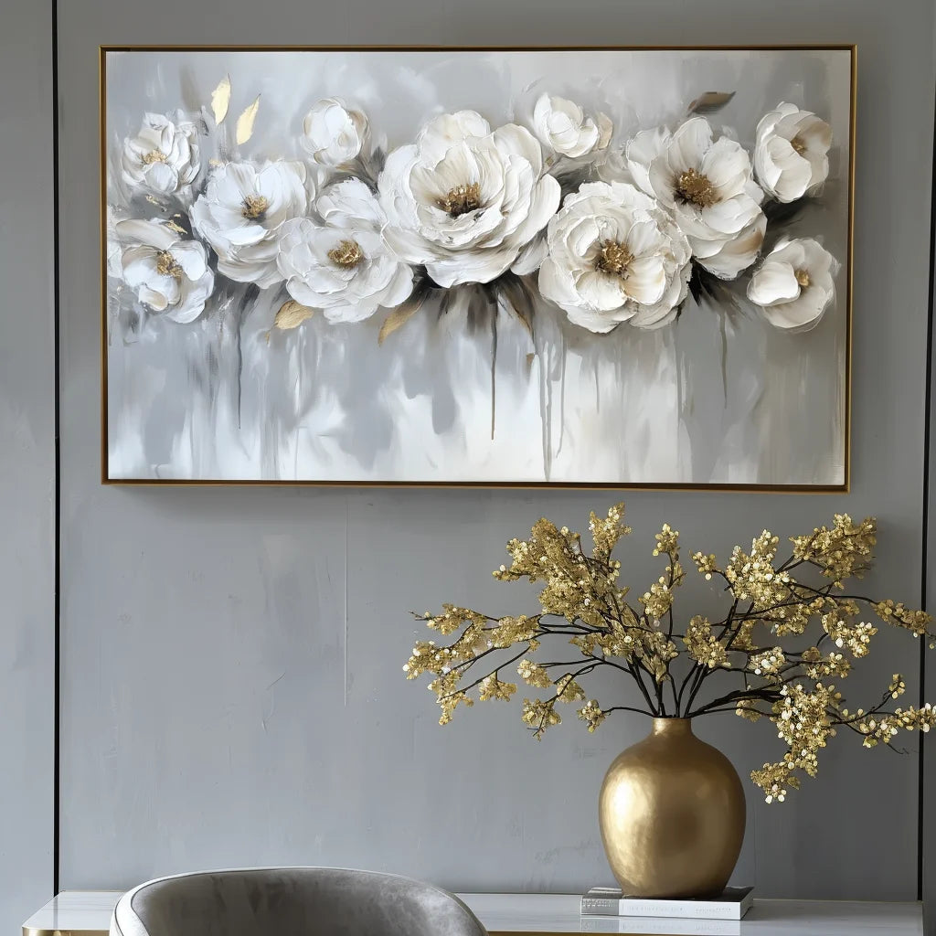 Multicolor Ethereal Blossoms-Modern Hand-Painted Rose Textured Wall Art - Artwallpainting