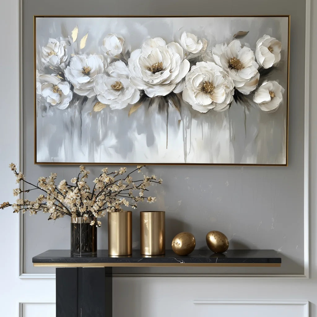 Multicolor Ethereal Blossoms-Modern Hand-Painted Rose Textured Wall Art - Artwallpainting