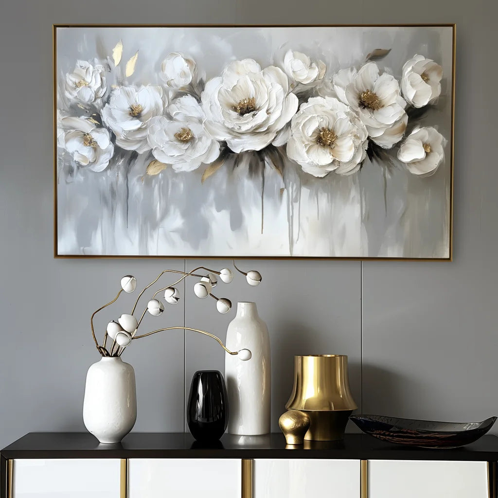Multicolor Ethereal Blossoms-Modern Hand-Painted Rose Textured Wall Art - Artwallpainting