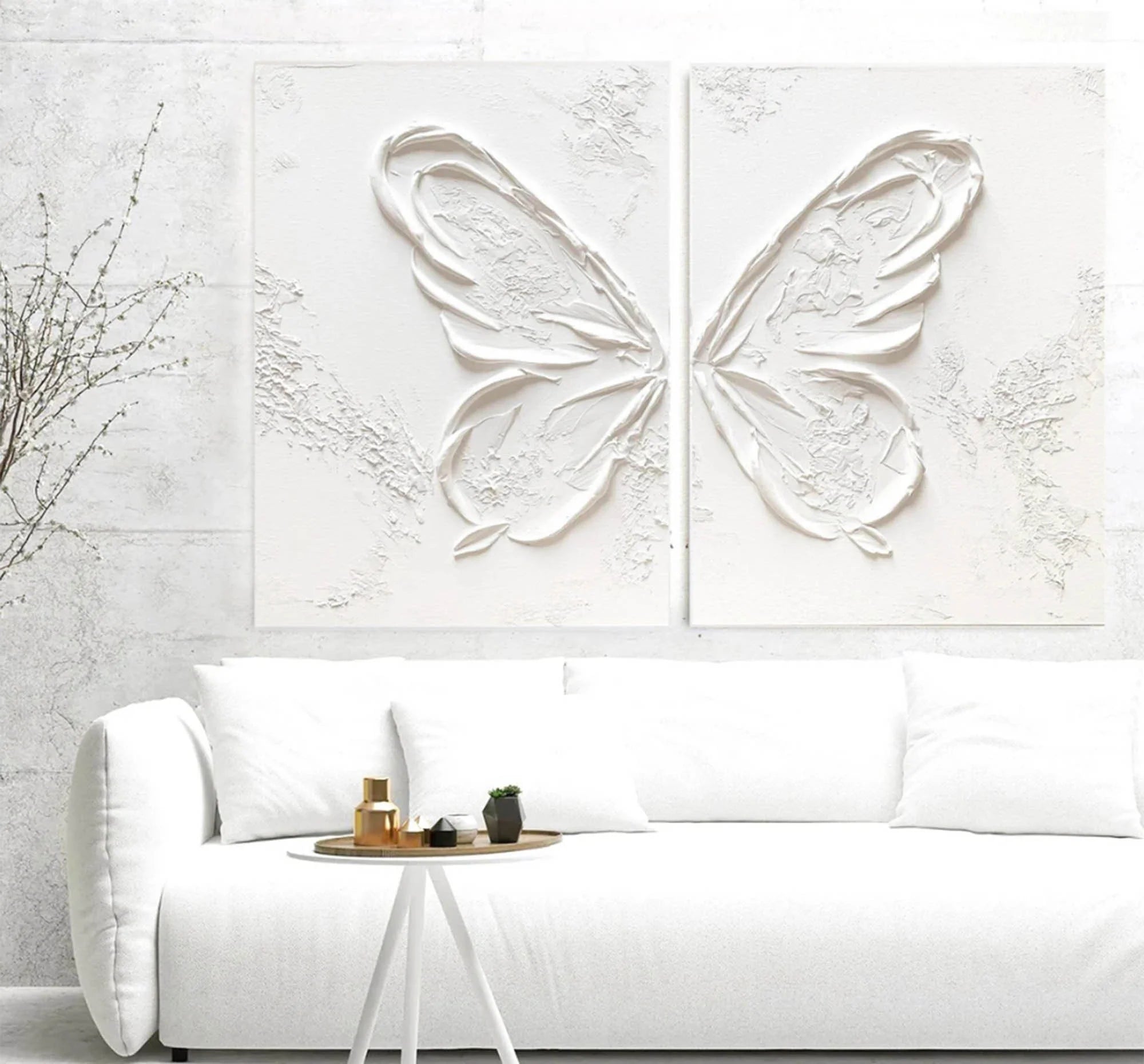Multicolor Ethereal Butterfly Diptych Set Of 2 - Artwallpainting