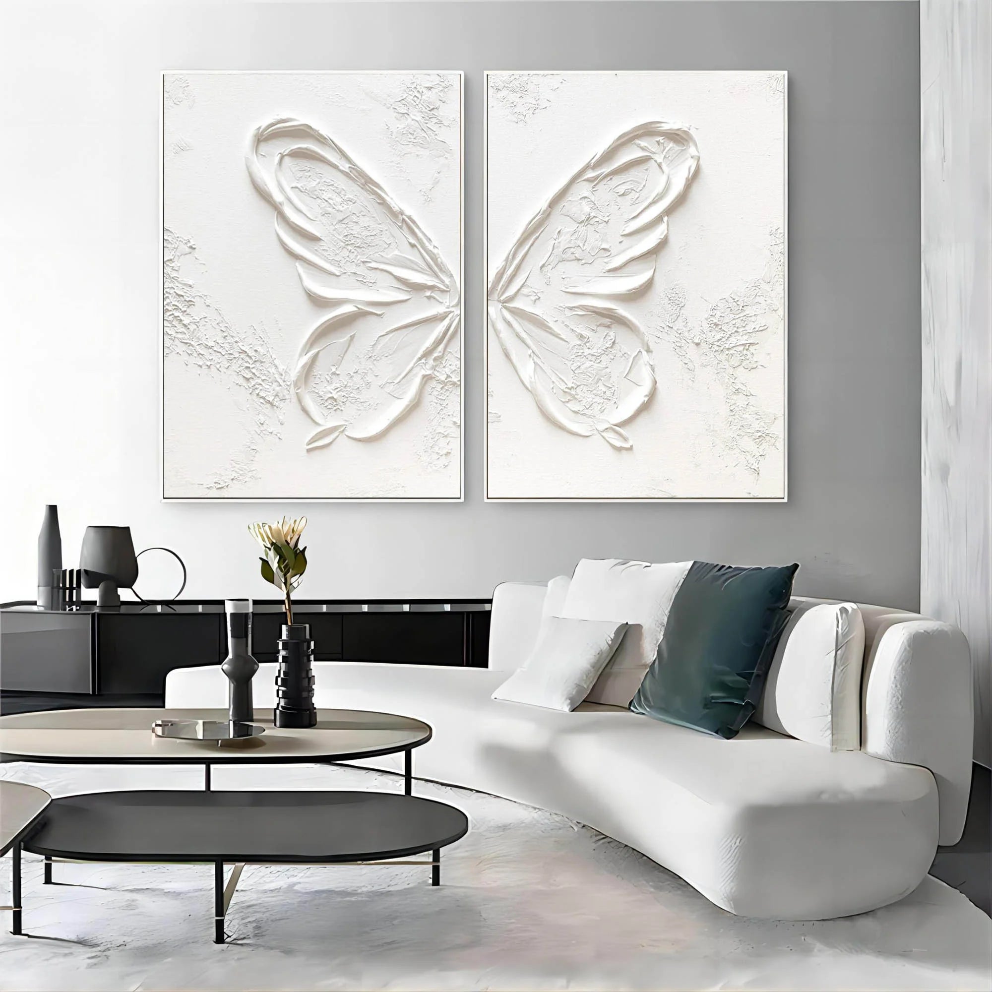 Multicolor Ethereal Butterfly Diptych Set Of 2 - Artwallpainting