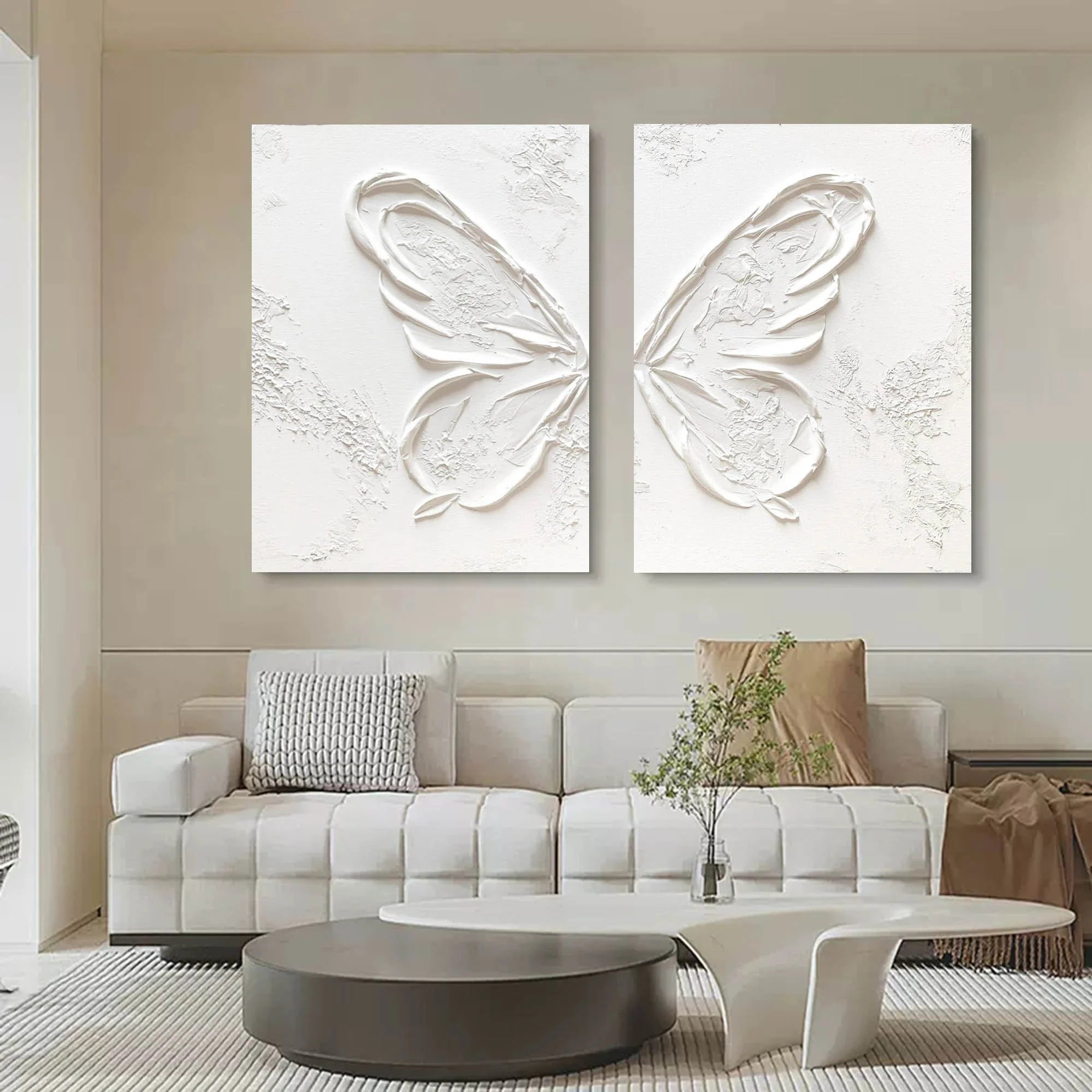 Multicolor Ethereal Butterfly Diptych Set Of 2 - Artwallpainting