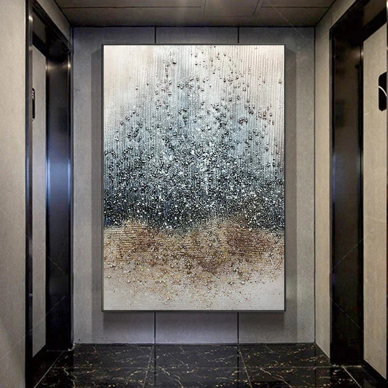 Multicolor Ethereal Rain-Modern Texture Particle Relief Abstract Wall Art - Artwallpainting