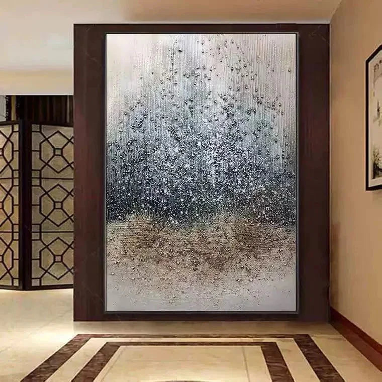 Multicolor Ethereal Rain-Modern Texture Particle Relief Abstract Wall Art - Artwallpainting