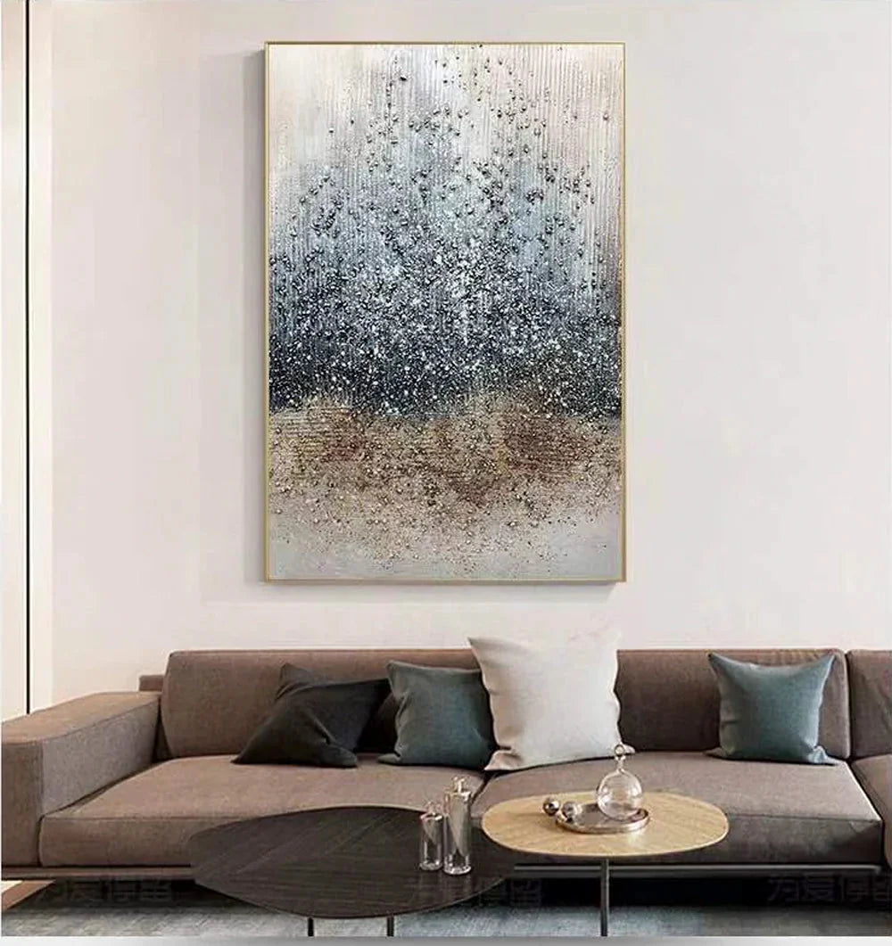 Multicolor Ethereal Rain-Modern Texture Particle Relief Abstract Wall Art - Artwallpainting