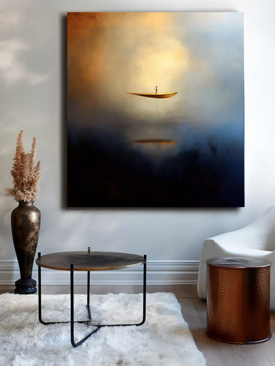 Multicolor Ethereal Voyage-Modern Minimalist Abstract Boat Texture Oil Painting Wall Art - Artwallpainting
