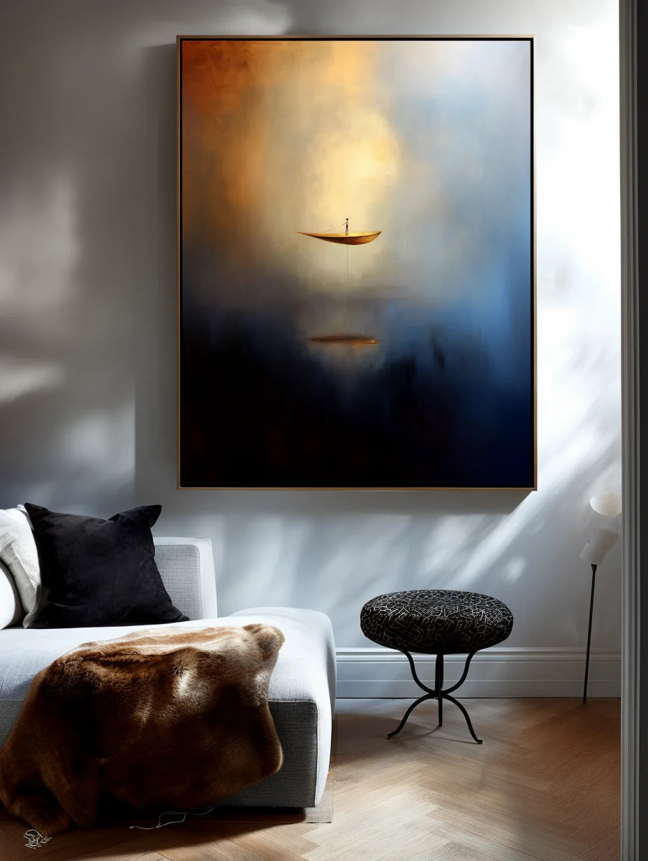 Multicolor Ethereal Voyage-Modern Minimalist Abstract Boat Texture Oil Painting Wall Art - Artwallpainting