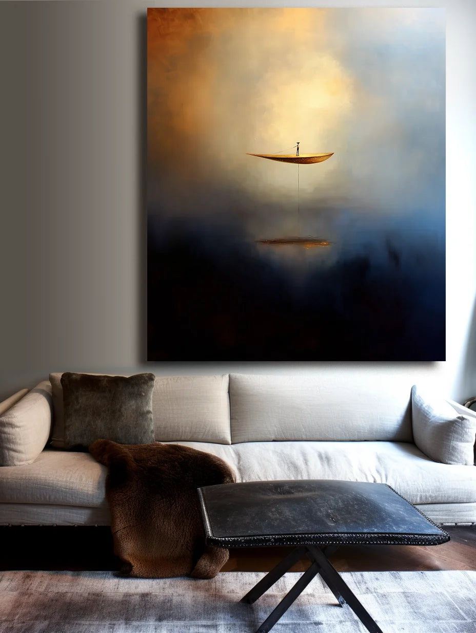 Multicolor Ethereal Voyage-Modern Minimalist Abstract Boat Texture Oil Painting Wall Art - Artwallpainting