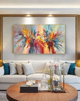 Multicolor Explosive Color Burst-Abstract Color Energy Hand-Painted Texture Wall Art - Artwallpainting