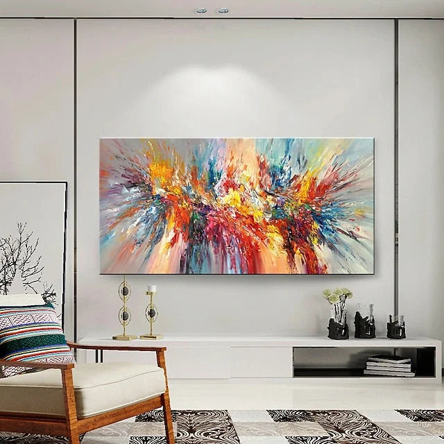 Multicolor Explosive Color Burst-Abstract Color Energy Hand-Painted Texture Wall Art - Artwallpainting