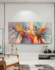Multicolor Explosive Color Burst-Abstract Color Energy Hand-Painted Texture Wall Art - Artwallpainting