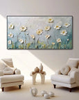 Multicolor Floral Breeze-Minimalist Style Embossed Wildflower Hand-Painted Wall Art - Artwallpainting