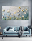 Multicolor Floral Breeze-Minimalist Style Embossed Wildflower Hand-Painted Wall Art - Artwallpainting
