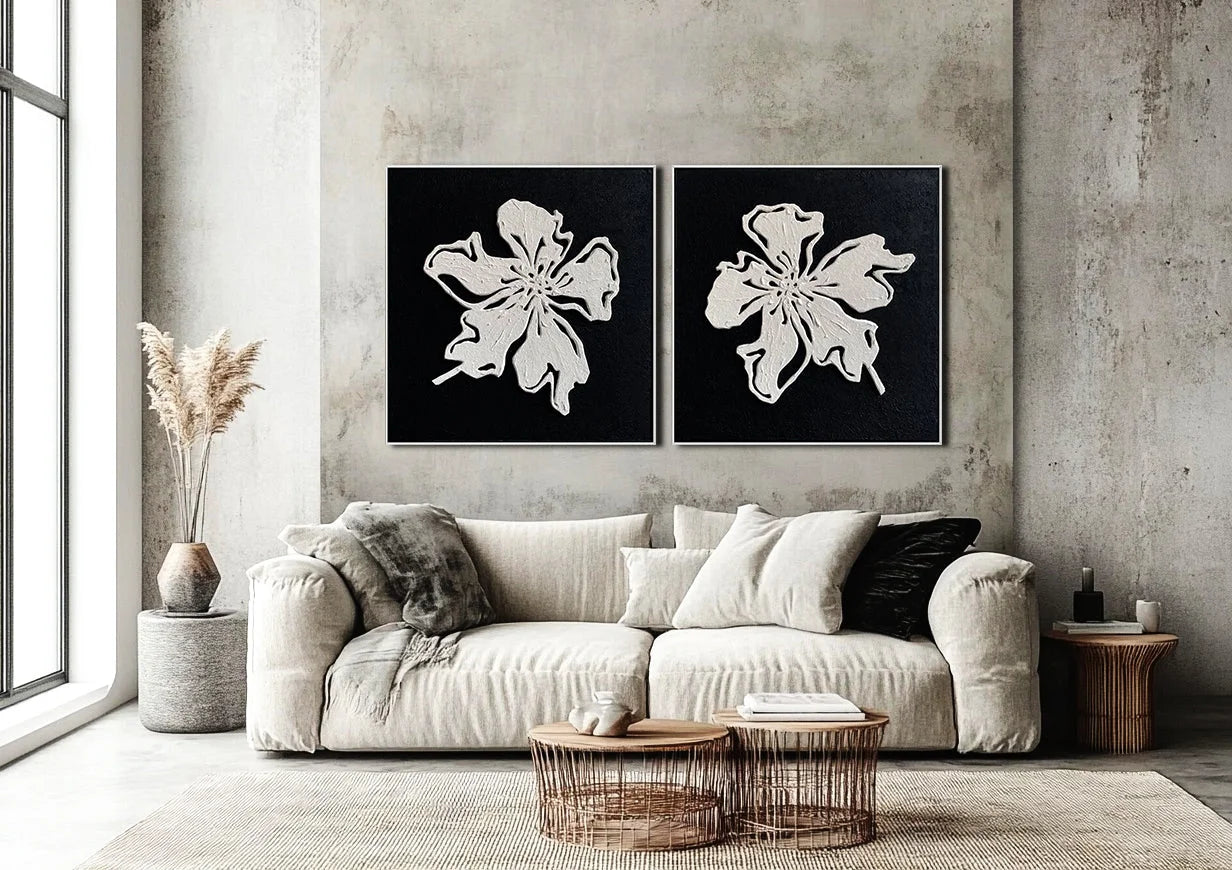 Multicolor Floral Elegance Diptych Art - Artwallpainting