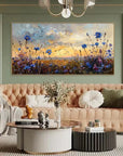 Multicolor Floral Prairie-Hand-Painted Texture Oil Painting Of A Dusk Wildflower Scene For Wall Art - Artwallpainting