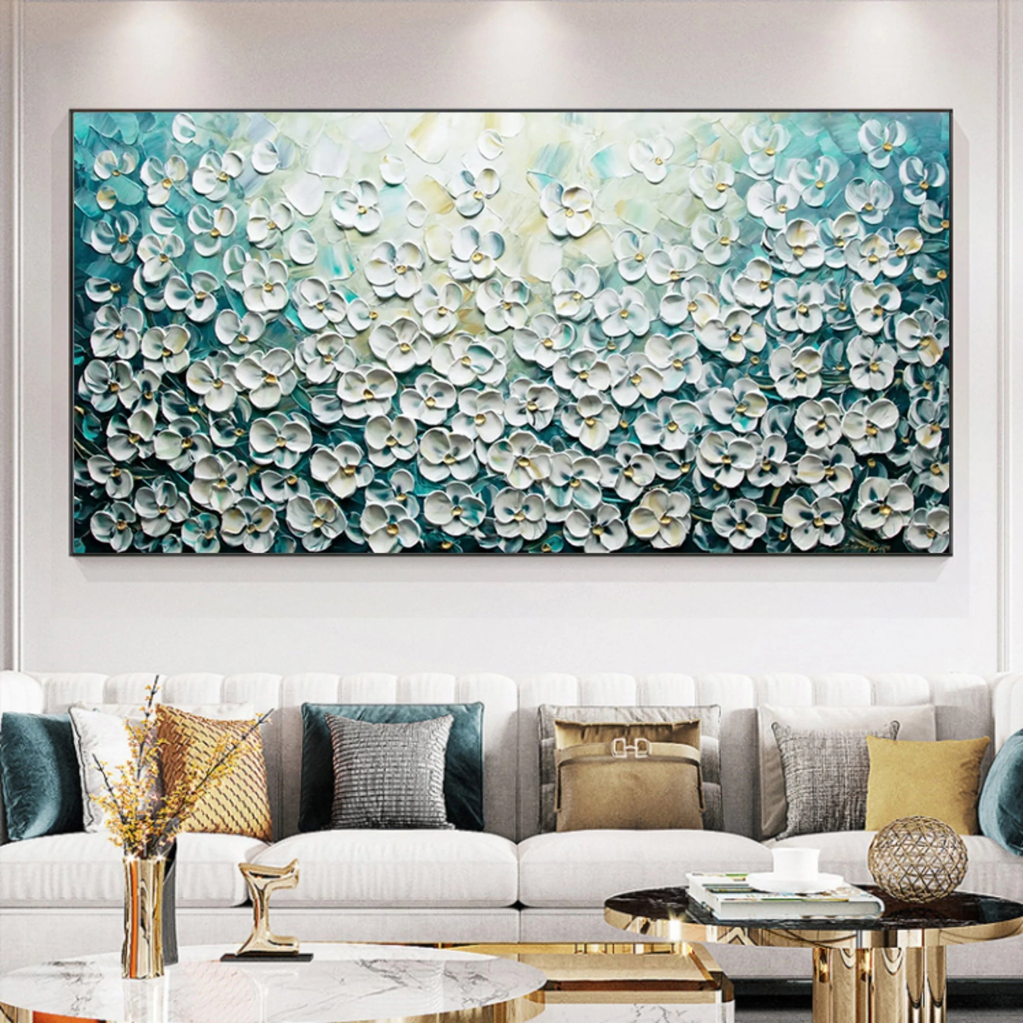 Multicolor Floral Symphony Ocean Breeze - Artwallpainting