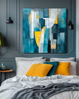 Multicolor Flow-Modern Interior Decoration Blue And Yellow Geometric Abstract Oil Painting Wall Art - Artwallpainting