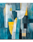 Multicolor Flow-Modern Interior Decoration Blue And Yellow Geometric Abstract Oil Painting Wall Art - Artwallpainting