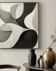 Multicolor Flow Within Minimalist Abstract Curved Shapes Canvas Painting - Artwallpainting