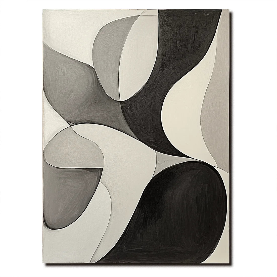 Multicolor Flow Within Minimalist Abstract Curved Shapes Canvas Painting - Artwallpainting