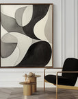 Multicolor Flow Within Minimalist Abstract Curved Shapes Canvas Painting - Artwallpainting